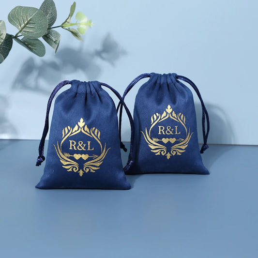 100 bolsas de joyería personalizadas con logotipo: bolsitas de terciopelo con cordón para anillos, pendientes, pulseras y cartas del tarot. 