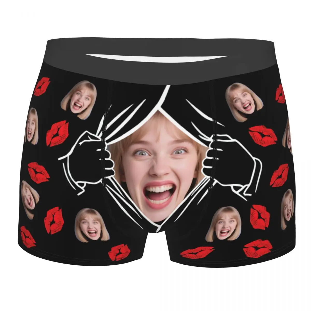 Personalisierte Foto-Boxershorts für Männer – individuelle Boxer Briefs mit Gesicht, weiche Unterwäsche (95% Polyester/5% Elasthan), Valentinstag Geschenk für Ehemann