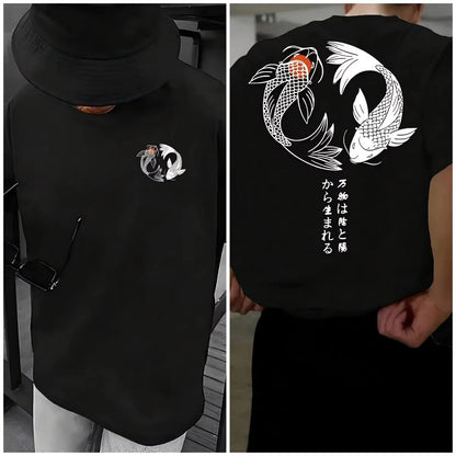 Japanese Koi Harajuku T-Shirt aus Baumwolle