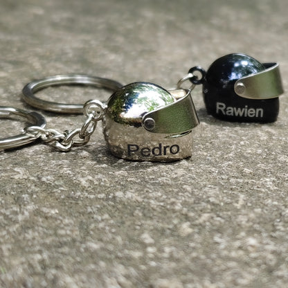 Llavero de casco de moto personalizado con nombre grabado, minicasco de metal moderno con caja de regalo 