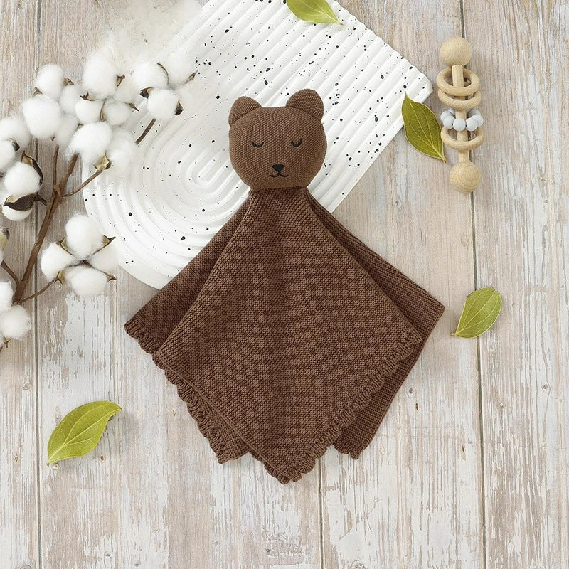 Personalisierter Baby-Komforttuch mit Namen – gestricktes Schmusetuch mit Tiermotiv, weiches Beruhigungstuch für Neugeborene & Kleinkinder