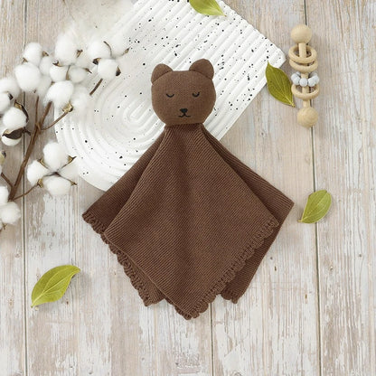 Personalisierter Baby-Komforttuch mit Namen – gestricktes Schmusetuch mit Tiermotiv, weiches Beruhigungstuch für Neugeborene & Kleinkinder