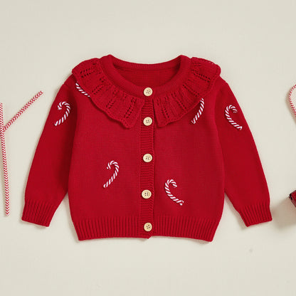 Weihnachtliche Strickjacke mit Zuckerstangen Zauber