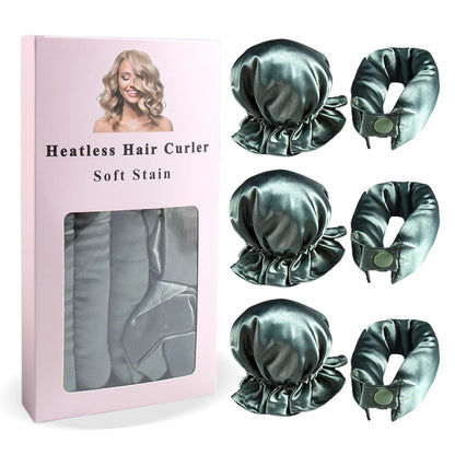 3-teiliges Satin Heatless Curling Set – Hitzefreier Lockenstab mit Haarkappen für langes & mittellanges Haar