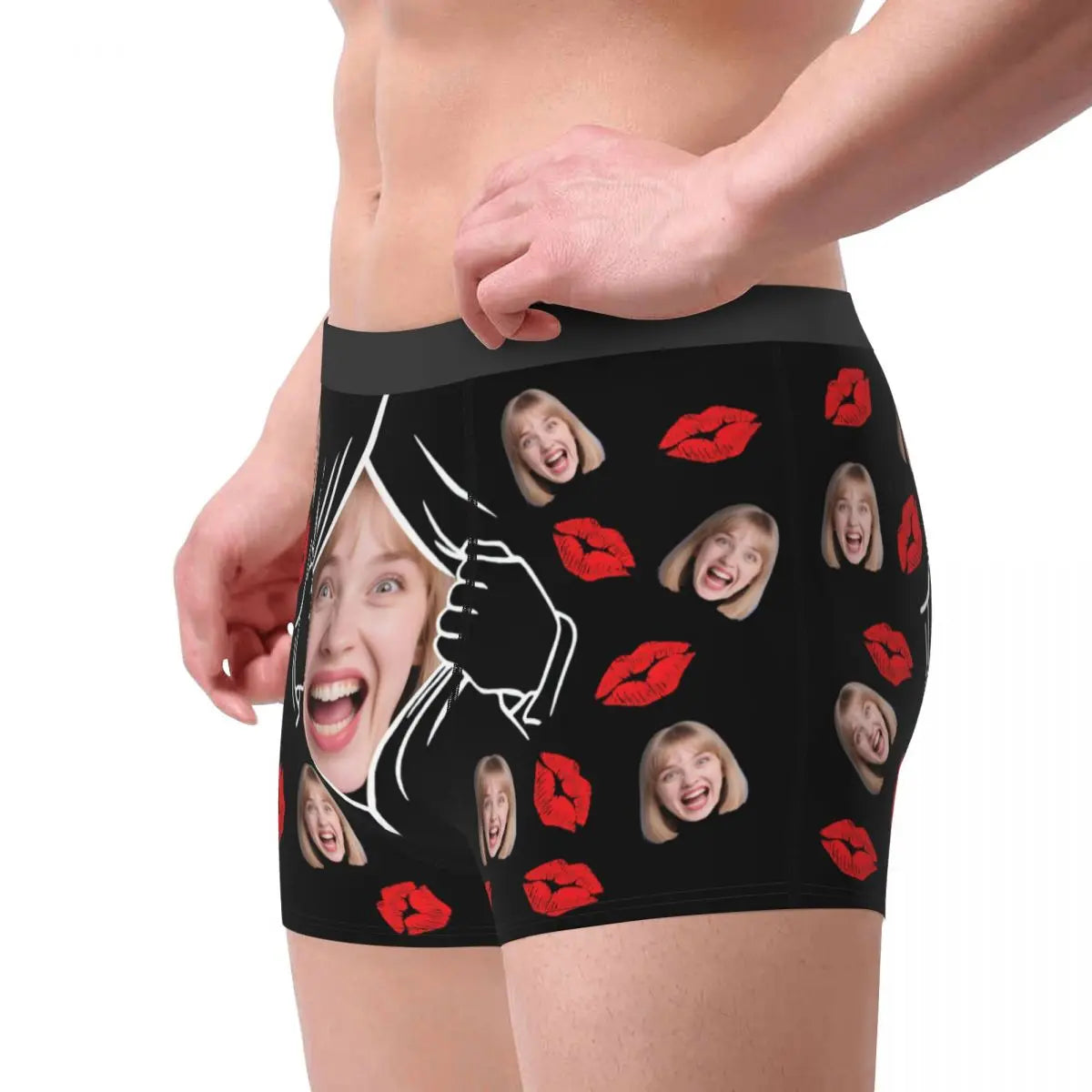Personalisierte Foto-Boxershorts für Männer – individuelle Boxer Briefs mit Gesicht, weiche Unterwäsche (95% Polyester/5% Elasthan), Valentinstag Geschenk für Ehemann