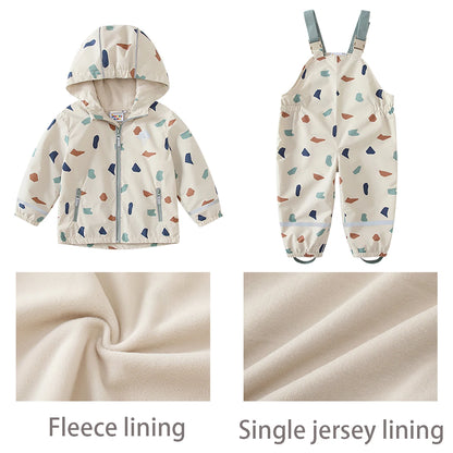 HONEYKING Kinder Regen-Set mit Kapuze & geometrischem Muster