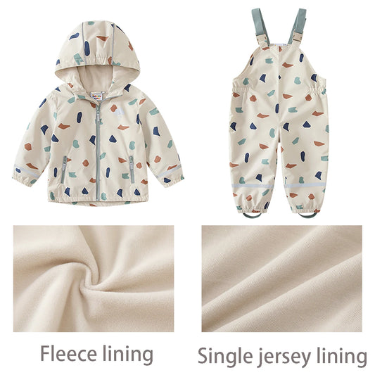 HONEYKING Kinder Regen-Set mit Kapuze & geometrischem Muster