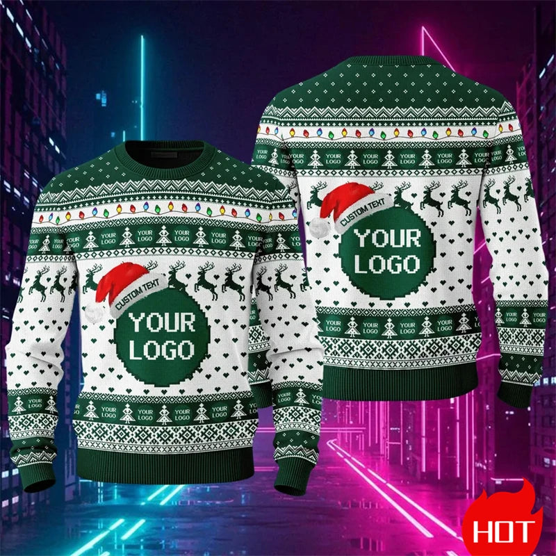 Personalisierter 3D Sweatshirt mit Logo & Bild – Unisex Pullover als Ugly Christmas Sweater oder individuelles Design (XS–6XL)
