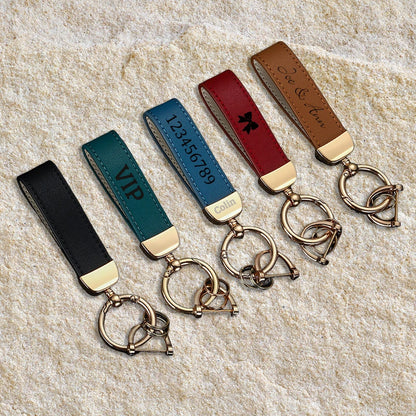 Llavero de cuero personalizado con grabado: llavero vintage con logotipo, nombre o números en caja de regalo. 
