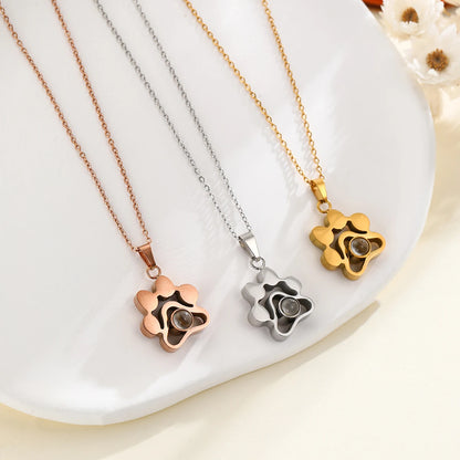 Collar con proyección de fotos de mascotas personalizado, colgante de pata de perro personalizado, collar de acero inoxidable con imagen personalizada, regalo conmemorativo, joyería