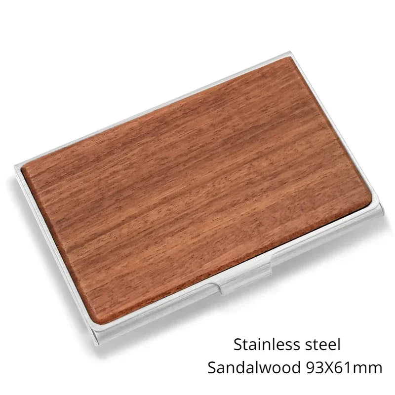 Tarjetero personalizado de madera y metal: tarjetero de alta calidad con logotipo grabado a láser. 