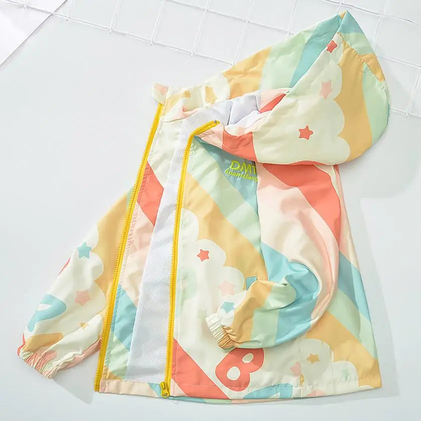 Kids Tales Kinderjacke mit Farbverlauf & Kapuze – Winddicht, Herbst/Frühling, Unisex