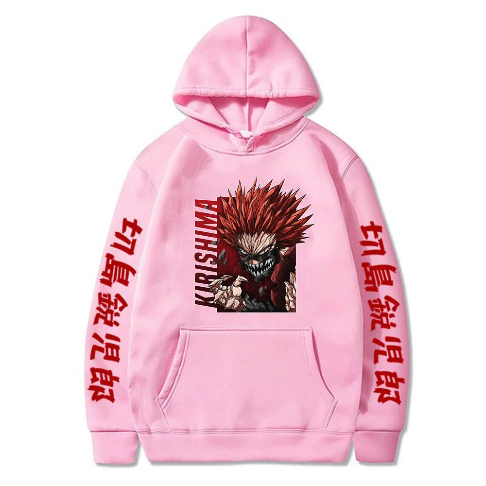 Sudadera unisex de anime "Kirishima Red Riot": ropa urbana con poder para otoño e invierno 