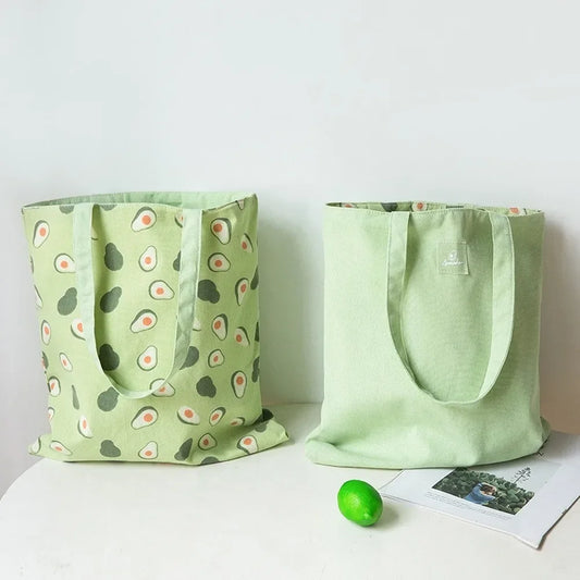 Wendetasche aus Baumwoll-Leinen mit fruchtigem Design