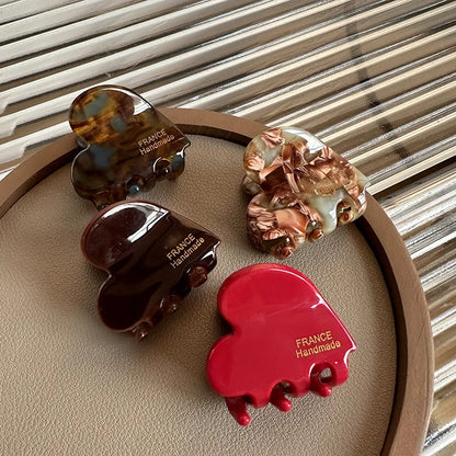 Kleine Herz-Haarklammer aus Acetat (3,5 cm) – Niedliche Haarspange im Korean Style für Damen & Mädchen