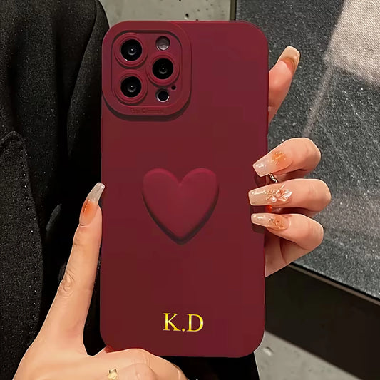 Personalisierte Acryl-Herz Handyhülle für iPhone 17, 16, 15, 14, 13 Pro Max Air – Name mit Gold-Heißfolienprägung, TPU Schutzhülle