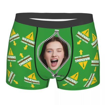 Personalisierte Foto-Boxershorts für Männer – individuelle Boxer Briefs mit Gesicht, weiche Unterwäsche (95% Polyester/5% Elasthan), Valentinstag Geschenk für Ehemann