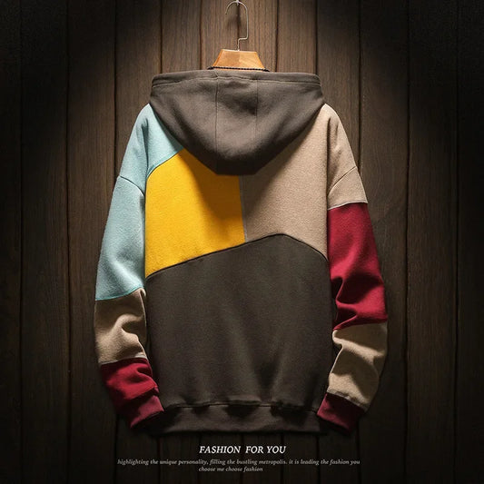 Lockerer Patchwork Velvet Pullover im Streetwear & Punk Style