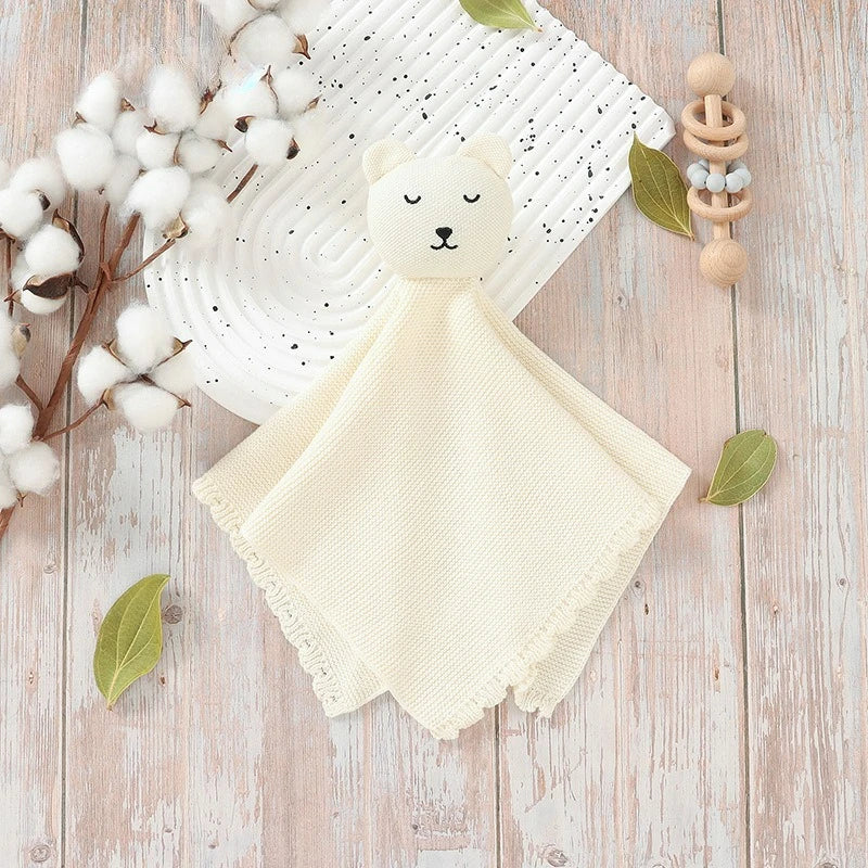 Personalisierter Baby-Komforttuch mit Namen – gestricktes Schmusetuch mit Tiermotiv, weiches Beruhigungstuch für Neugeborene & Kleinkinder