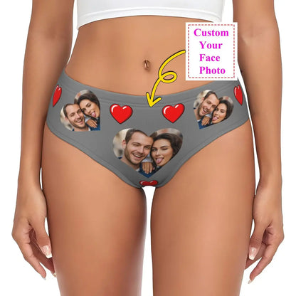 Personalisierte Foto-Höschen für Frauen – Gesicht Foto Unterwäsche (95% Polyester/5% Elasthan), bequeme Mid-Waist Slips als Valentinstag Geschenk
