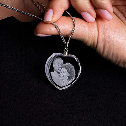 Personalisiertes 3D-Kristall-Herzfoto-Halskette – Individuelles Geschenk für Frauen & Männer