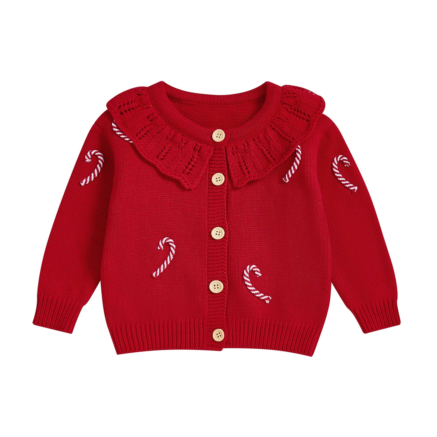 Weihnachtliche Strickjacke mit Zuckerstangen Zauber