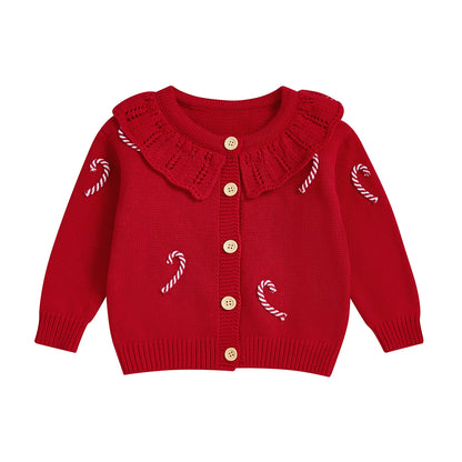 Weihnachtliche Strickjacke mit Zuckerstangen Zauber