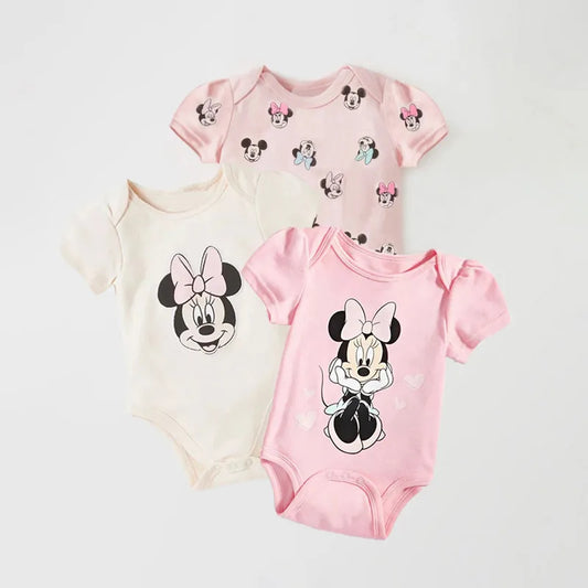 MINISO 3er-Set Kurzarm-Babybodys mit Mickey Mouse Motiv