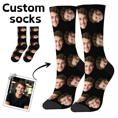 Personalisierte Foto-Socken mit Gesicht – DIY Custom Herrensocken (95% Polyester/5% Elasthan), lustige Crew Socks als Weihnachts- & Geburtstagsgeschenk