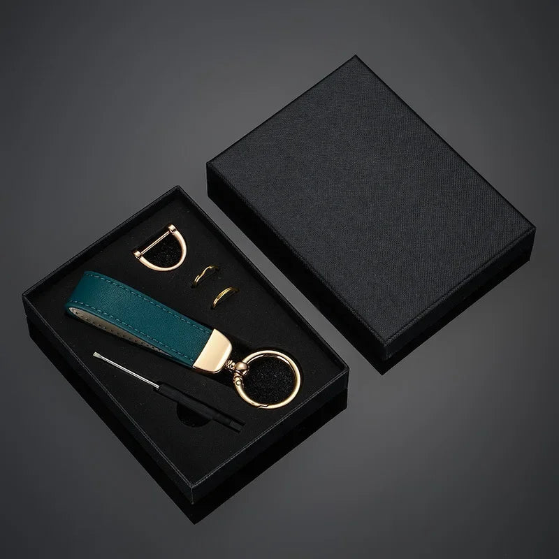 Llavero de cuero personalizado con grabado: llavero vintage con logotipo, nombre o números en caja de regalo. 