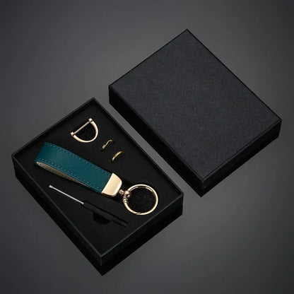 Llavero de cuero personalizado con grabado: llavero vintage con logotipo, nombre o números en caja de regalo. 