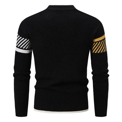 High-quality men's knitted sweater – warm color block look