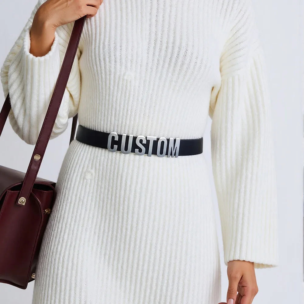 Cinturón de cuero punk personalizado – Cinturón con letras personalizadas | Cadena para el vientre y joyería corporal para fiestas y cosplay