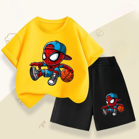 Disney Jungen-Set mit Spiderman-Motiv – Atmungsaktives Sommer-Outfit, T-Shirt & Shorts