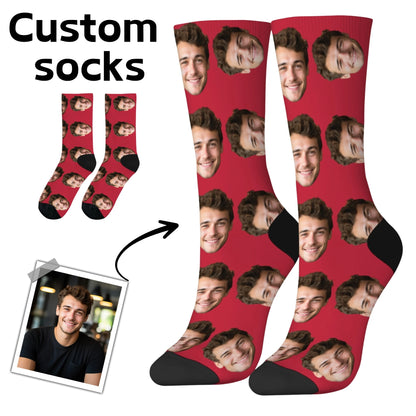 Personalisierte Foto-Socken mit Gesicht – DIY Custom Herrensocken (95% Polyester/5% Elasthan), lustige Crew Socks als Weihnachts- & Geburtstagsgeschenk
