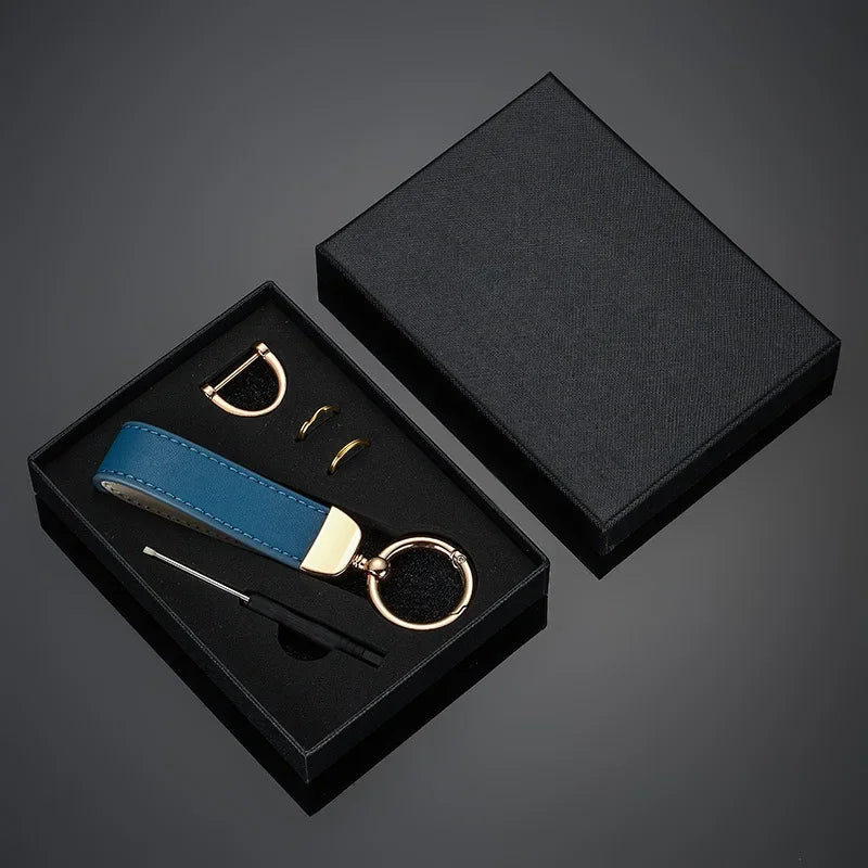 Llavero de cuero personalizado con grabado: llavero vintage con logotipo, nombre o números en caja de regalo. 