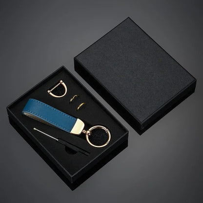 Llavero de cuero personalizado con grabado: llavero vintage con logotipo, nombre o números en caja de regalo. 