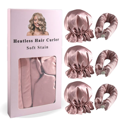 3-teiliges Satin Heatless Curling Set – Hitzefreier Lockenstab mit Haarkappen für langes & mittellanges Haar