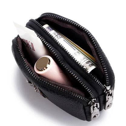 CICICUFF genuine leather women's coin purse with double zipper