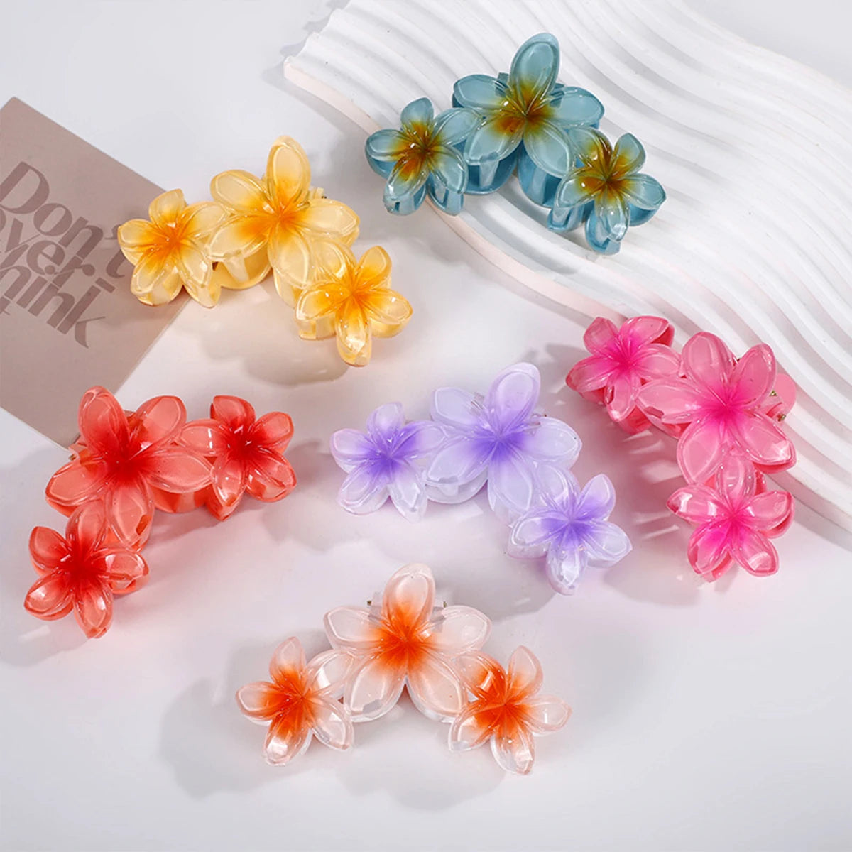 Große Blumen-Haarklammer (11 cm) – Candy-Farbe Farbverlauf Shark Clip für Frauen & Mädchen