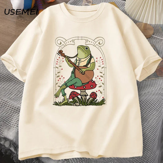 Cute Cottagecore Frog T-Shirt – Lustiger Banjo-Frosch im Naturecore-Style