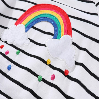 Gestreiftes Kinder-Sweatshirt mit Regenbogen-Stickerei