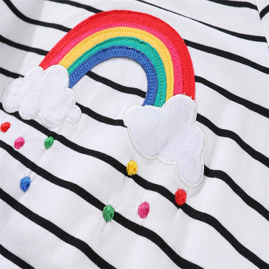 Gestreiftes Kinder-Sweatshirt mit Regenbogen-Stickerei