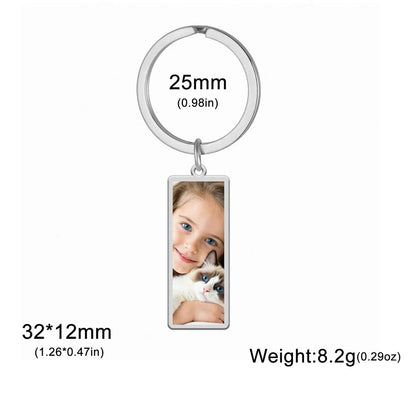 Personalisierter Foto-Schlüsselanhänger aus Edelstahl – Individueller Bild-Keychain in Herz- oder Rechteckform, perfektes Geschenk zu Weihnachten