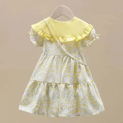 Vestido de verano “Girasol” con bolso de hombro a juego – para niñas de las flores