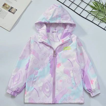 Kids Tales Kinderjacke mit Farbverlauf & Kapuze – Winddicht, Herbst/Frühling, Unisex