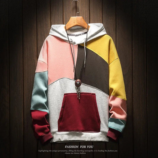 Lockerer Patchwork Velvet Pullover im Streetwear & Punk Style