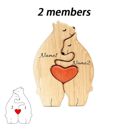 Holz-Puzzle „Bärenfamilie“ – Personalisiertes Namens-Dekor, Geschenkidee für Baby, Mama & Familie