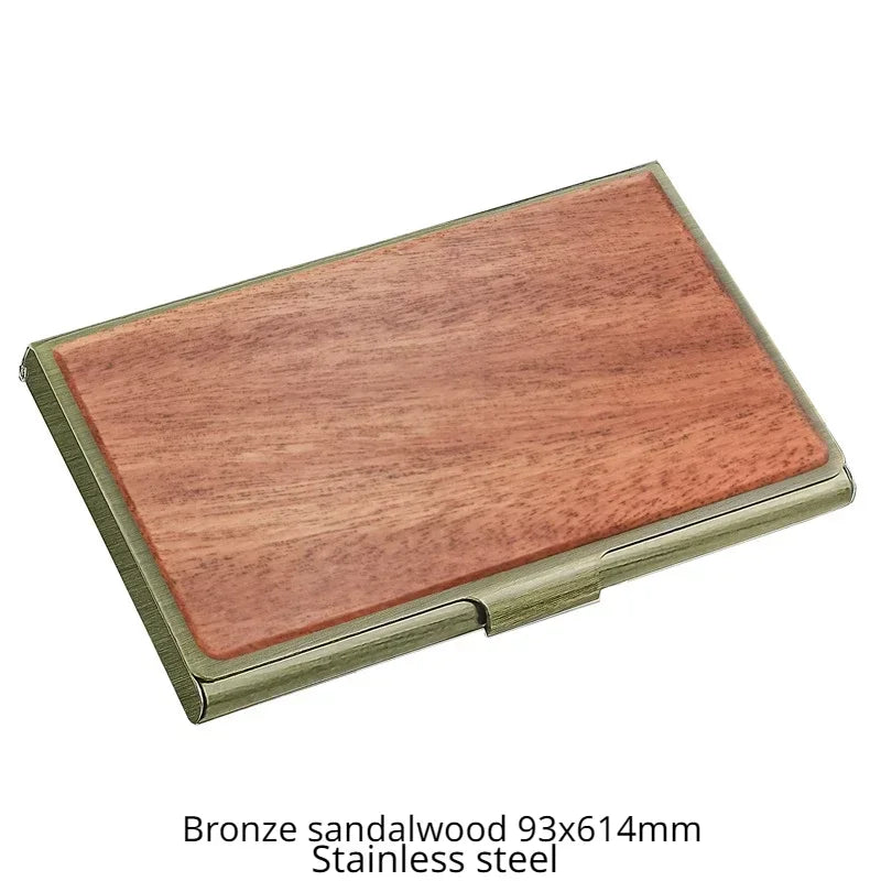 Tarjetero personalizado de madera y metal: tarjetero de alta calidad con logotipo grabado a láser. 