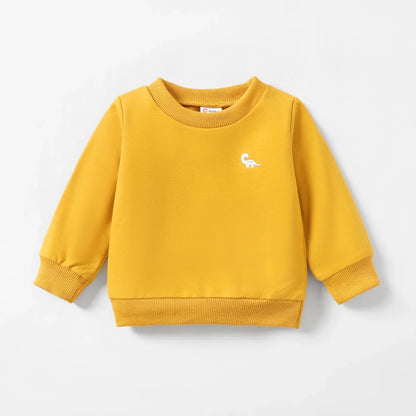PatPat Baby Sweatshirt mit Dino Stickerei